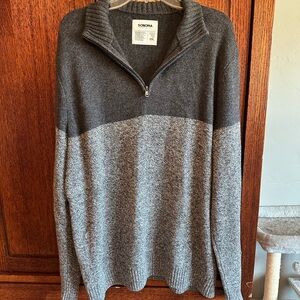 SONOMA Men's Two-Tone Charcoal and Light Gray Half-Zip Sweater